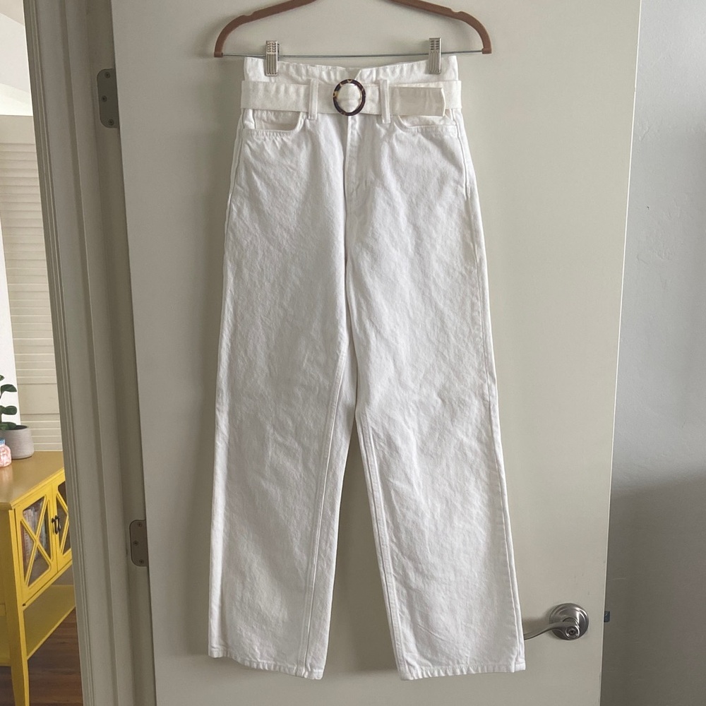 Reformation Cynthia Belted High Rise Straight Jeans